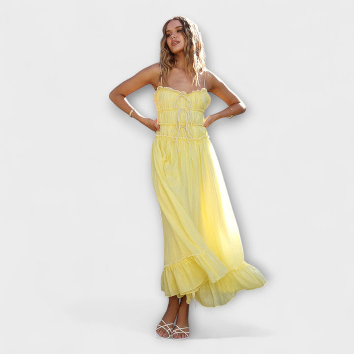 Celine - Halter s volanima bez rukava midi haljina