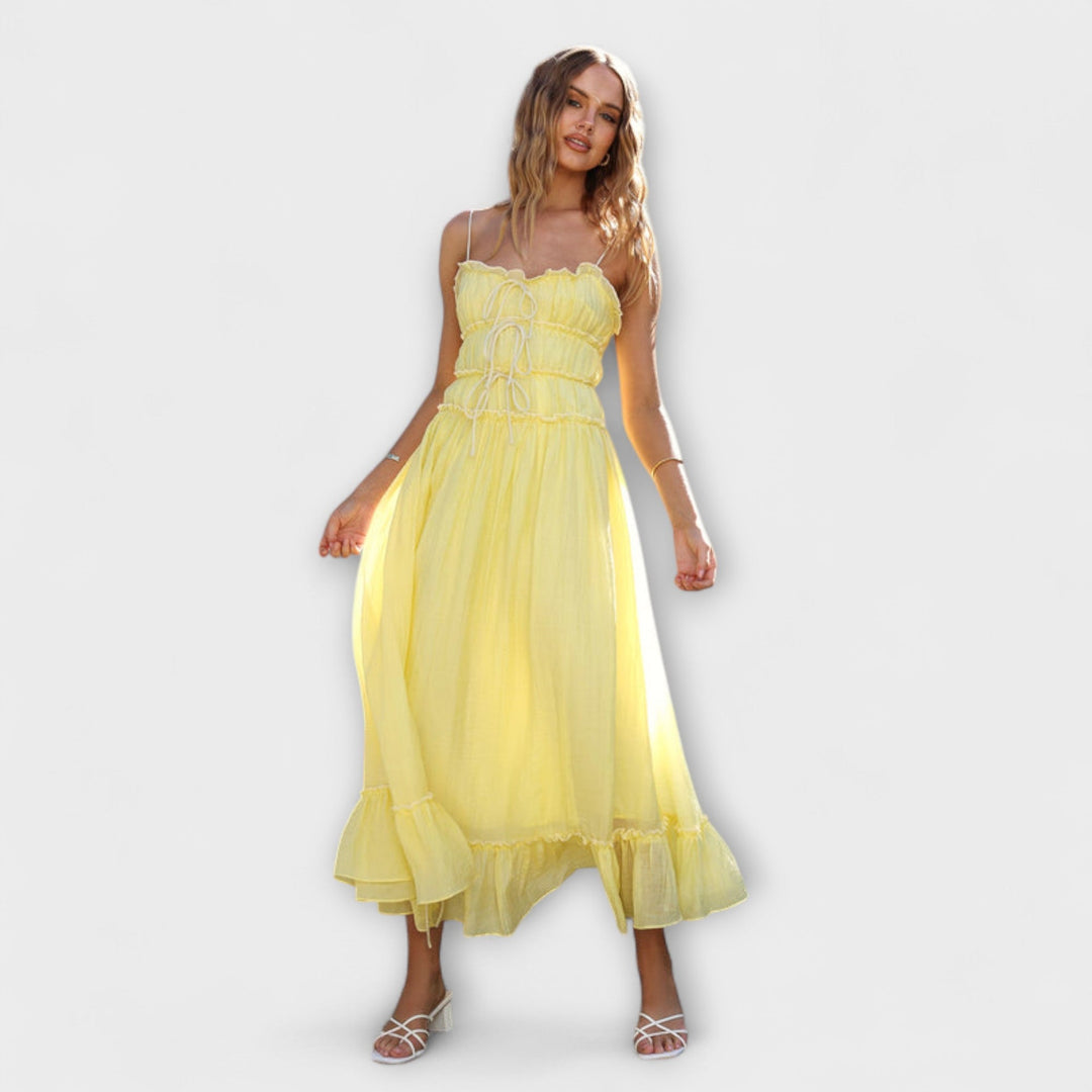 Celine - Halter s volanima bez rukava midi haljina