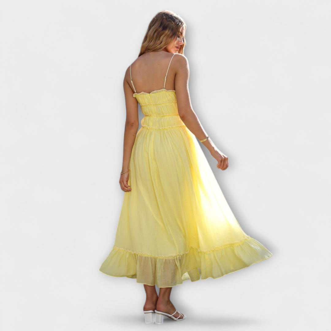 Celine - Halter s volanima bez rukava midi haljina