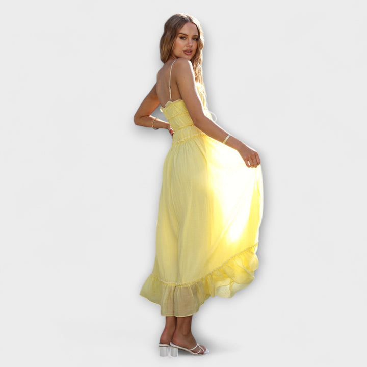 Celine - Halter s volanima bez rukava midi haljina