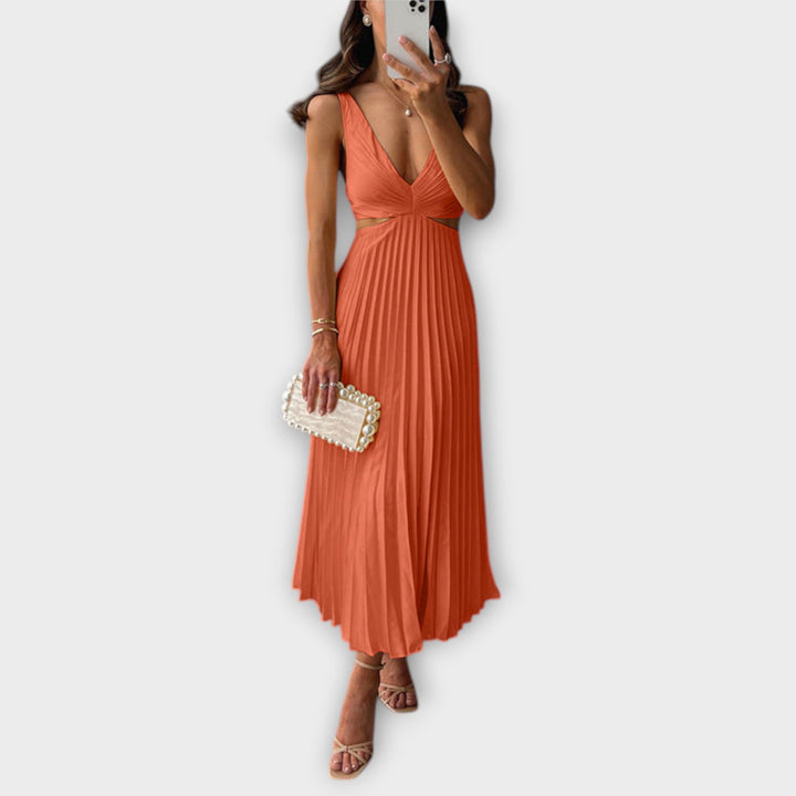 Elegantna Midi-večernja haljina s pliseom