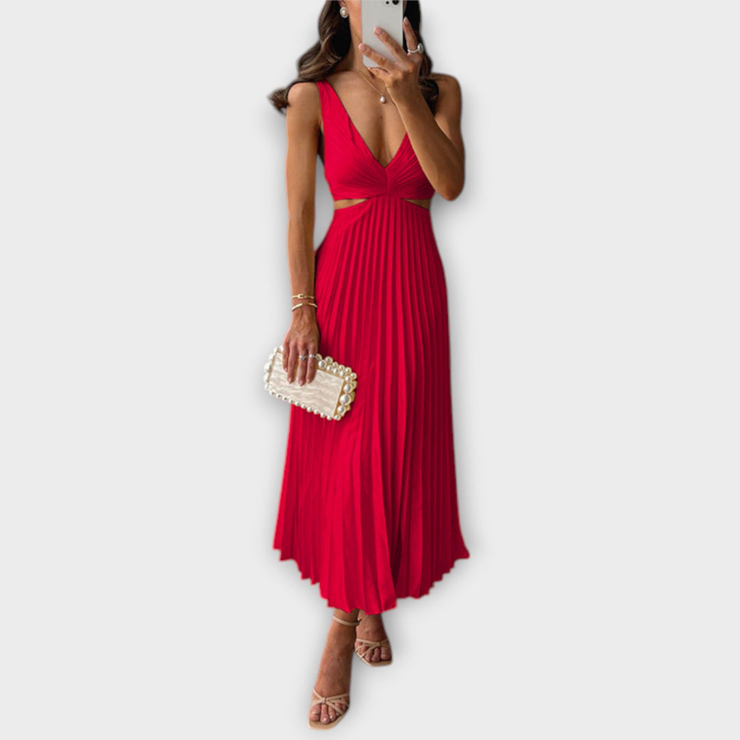 Elegantna Midi-večernja haljina s pliseom