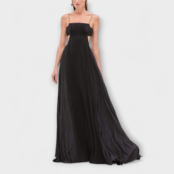Mireille - Elegantna Plisirana Cutout Maxi Haljina
