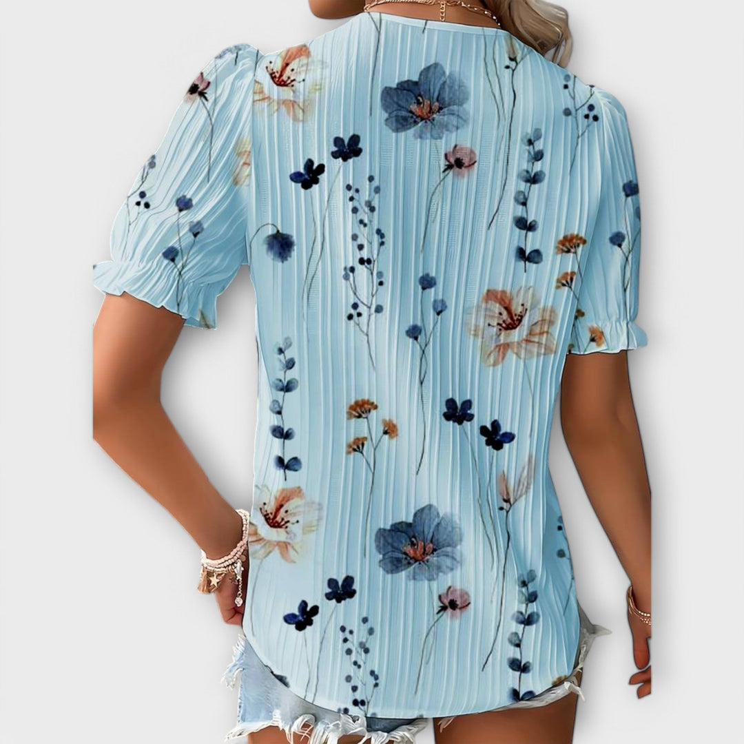 Emily - Modrna bluza s oštrim izrezom
