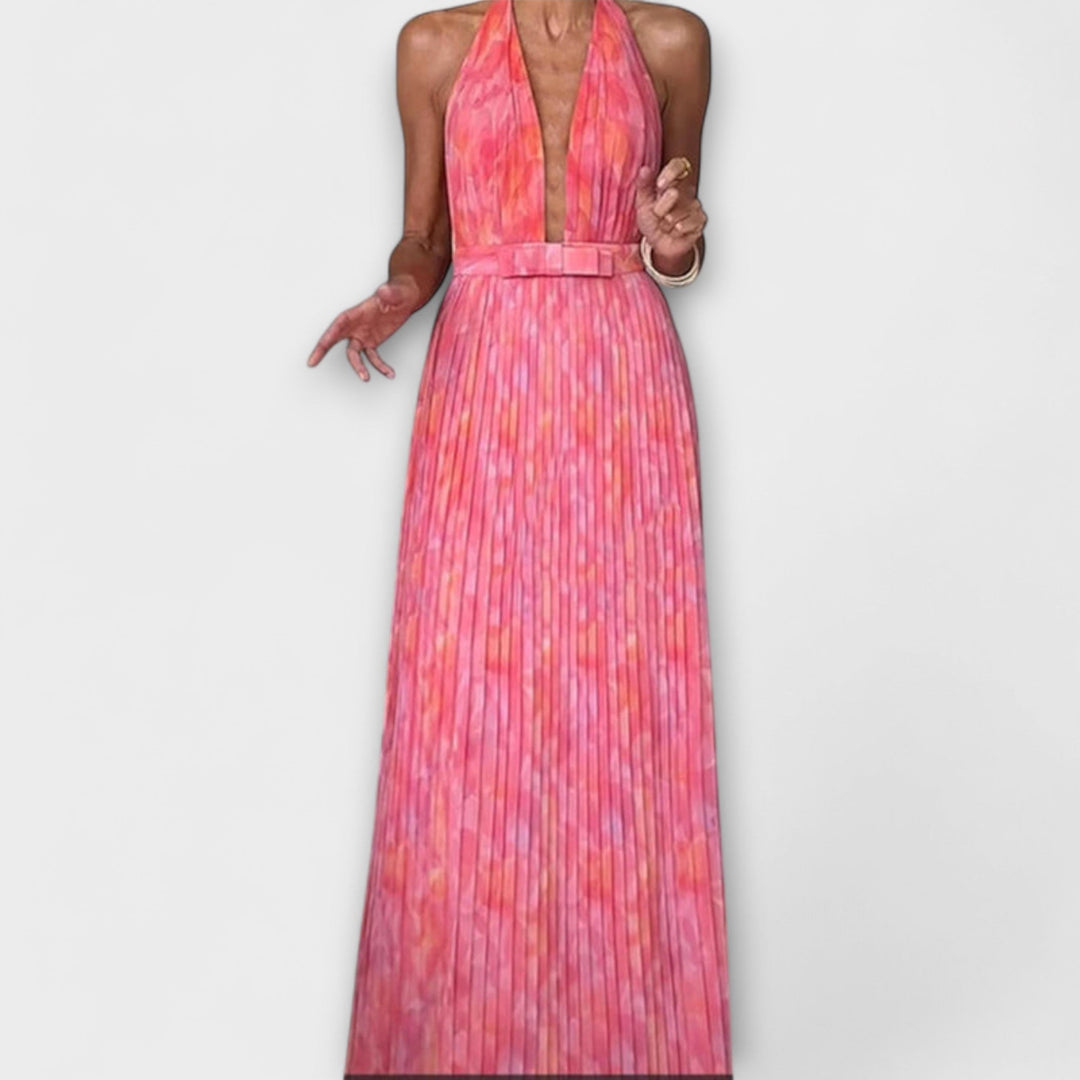 Seraphina - Elegantna Halter V-Izrez Plisirano Max Haljina