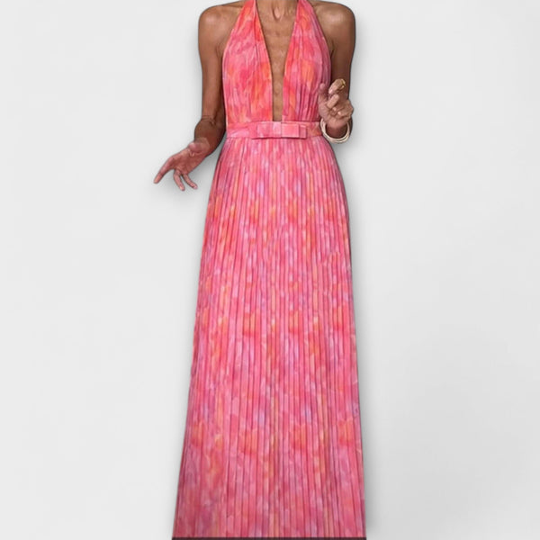 Seraphina - Elegantna Halter V-Izrez Plisirano Max Haljina