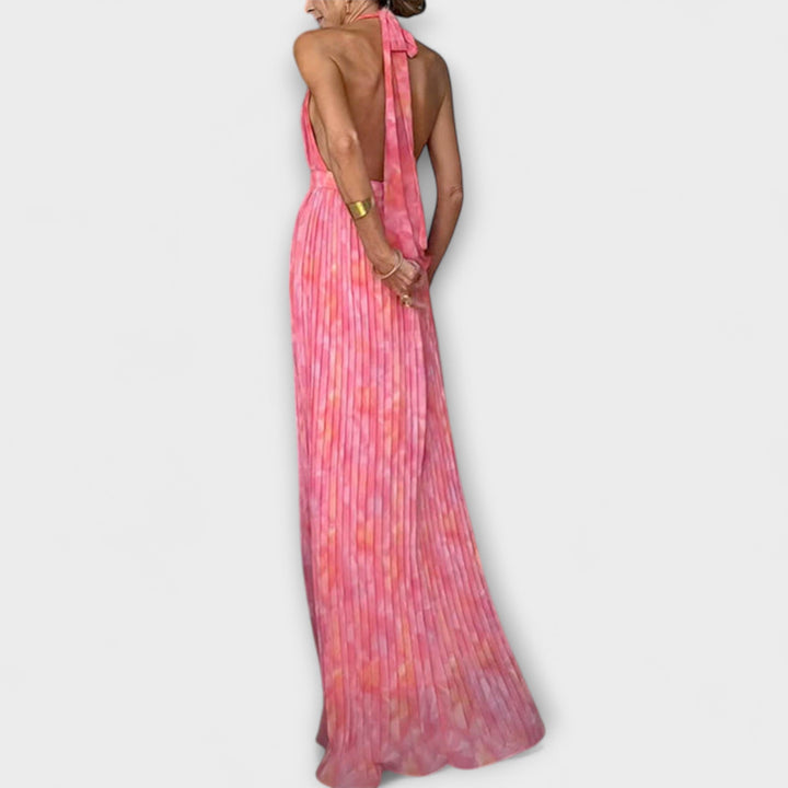 Seraphina - Elegantna Halter V-Izrez Plisirano Max Haljina