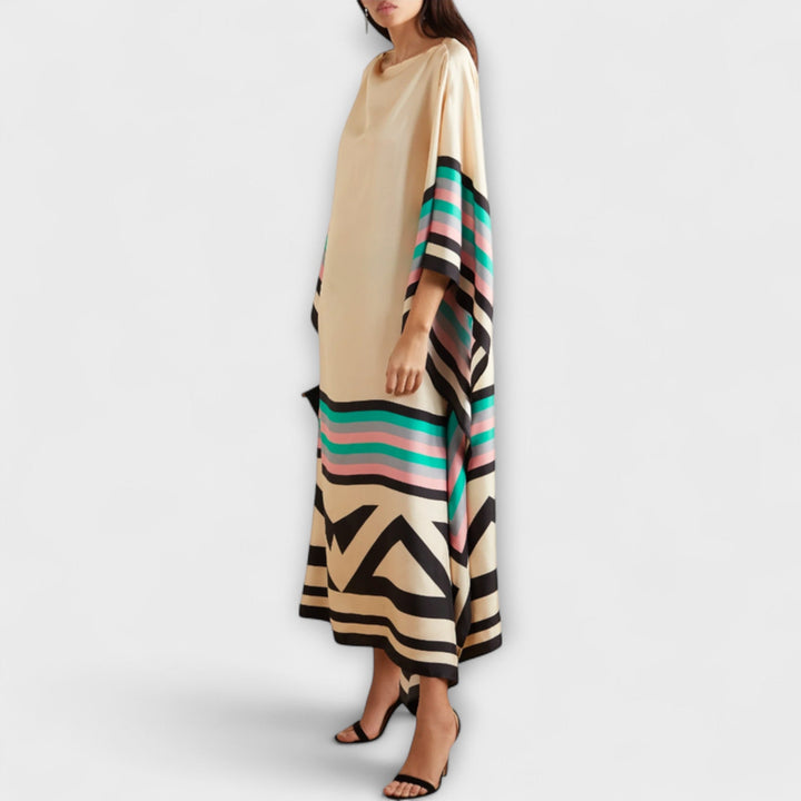 Elenora - Geometrijski kaftan s rezom na leđima