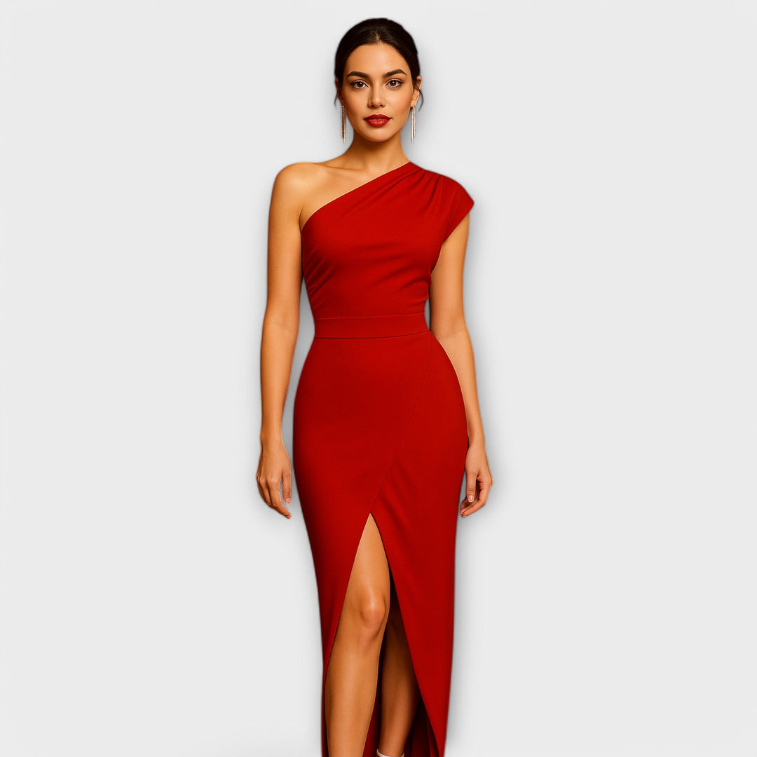 Elegantna asimetrična večernja haljina