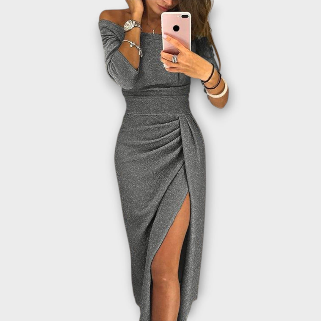 Lena - Elegantna Haljina S Off-Shoulder Rukavima
