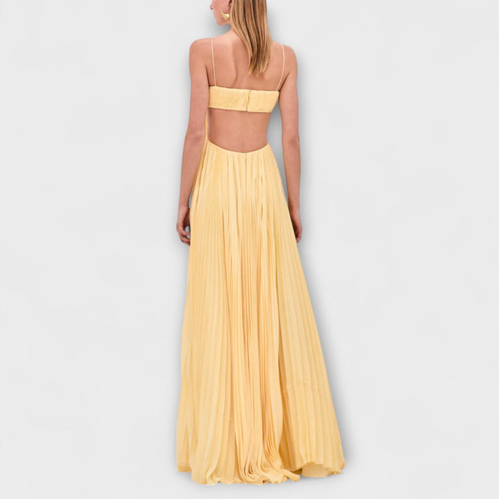 Mireille - Elegantna Plisirana Cutout Maxi Haljina