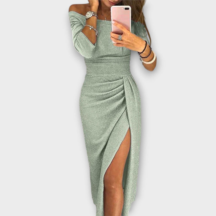 Lena - Elegantna Haljina S Off-Shoulder Rukavima