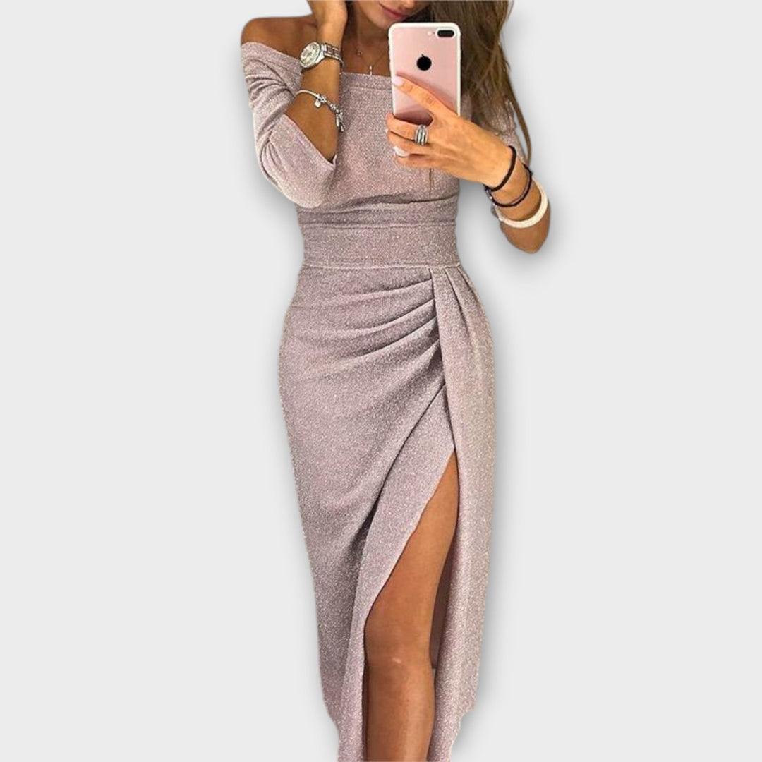 Lena - Elegantna Haljina S Off-Shoulder Rukavima