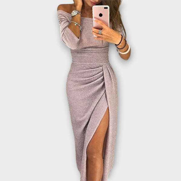 Lena - Elegantna Haljina S Off-Shoulder Rukavima