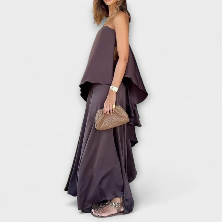 Ruby - Chic bez rukava bandeau top i suknja