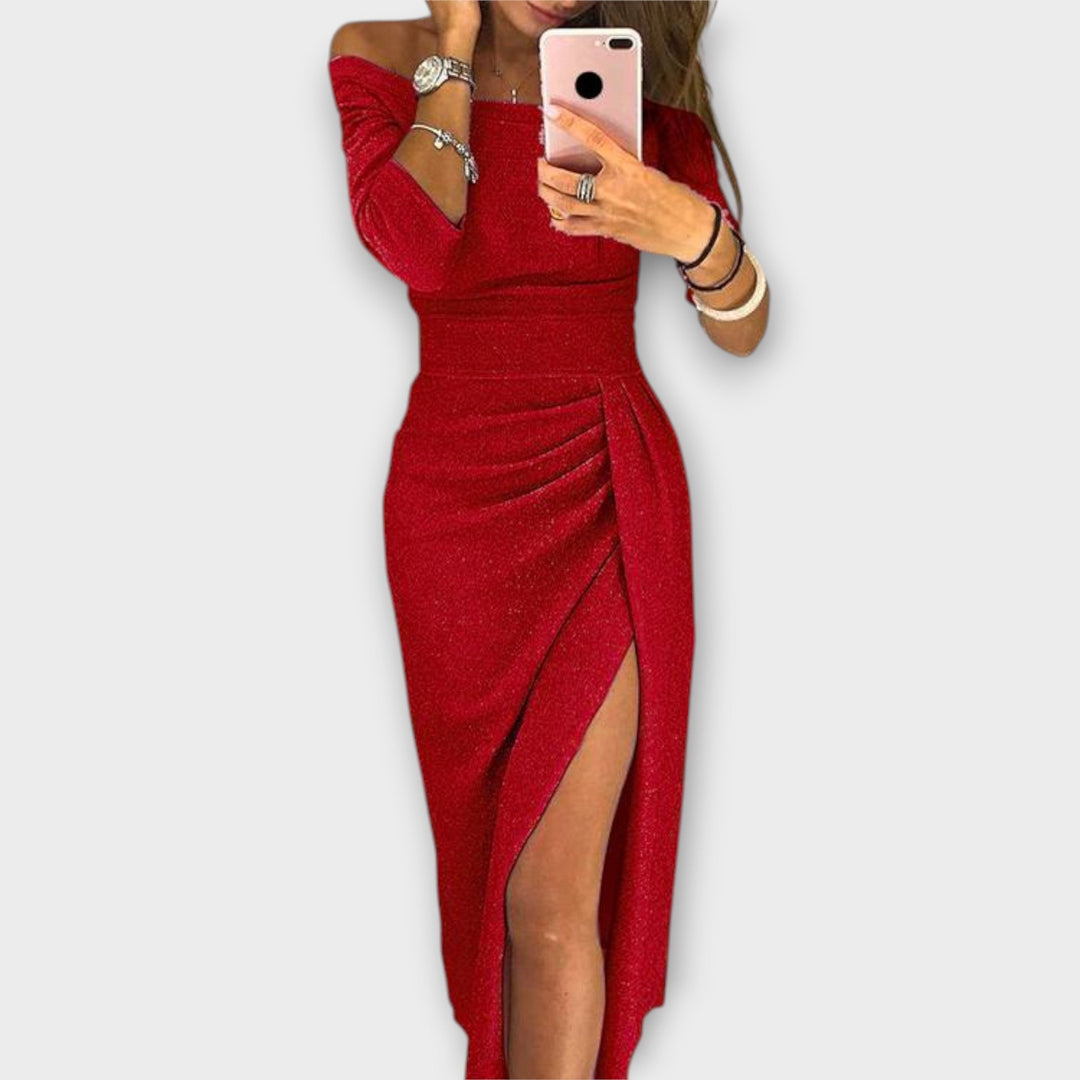 Lena - Elegantna Haljina S Off-Shoulder Rukavima
