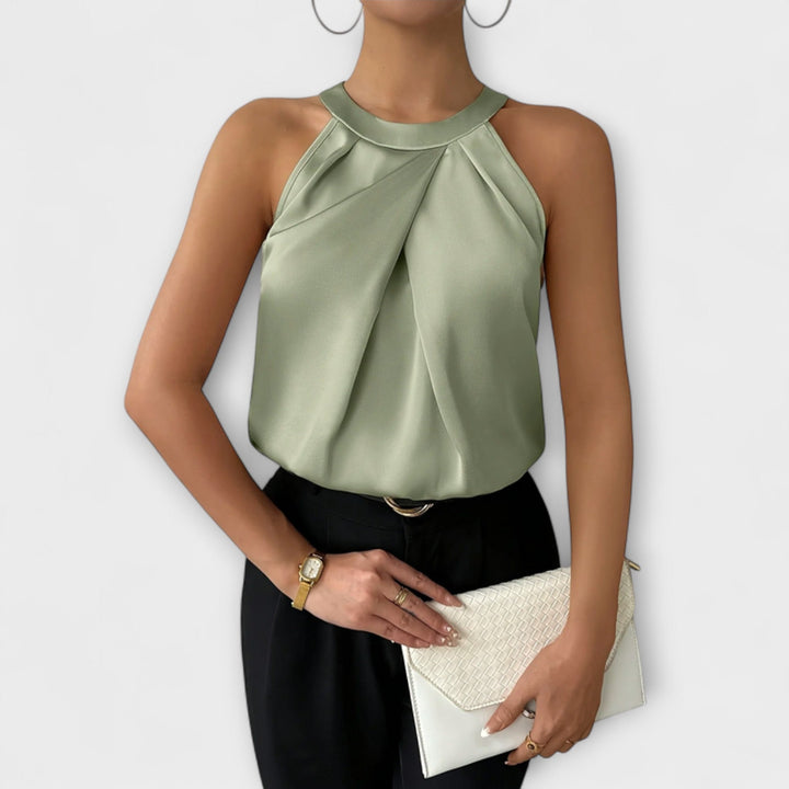 Skye - Elegantna satenska bluzica s otvorenim ramenima