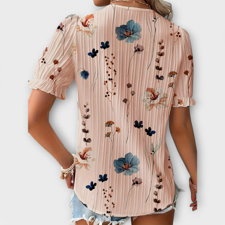 Emily - Modrna bluza s oštrim izrezom