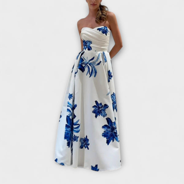 Rosalie - Elegantna maksi haljina sa cvjetnim uzorkom i otvorenim ramenima