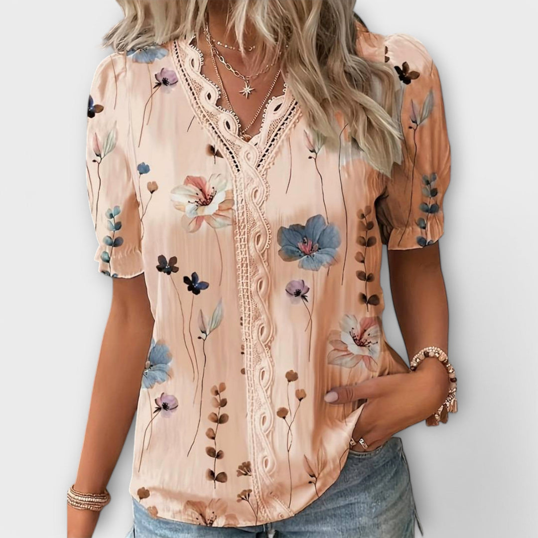Emily - Modrna bluza s oštrim izrezom