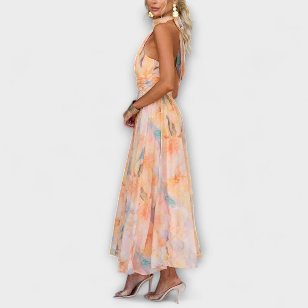 Akvarel print Maxi Haljina s halterom