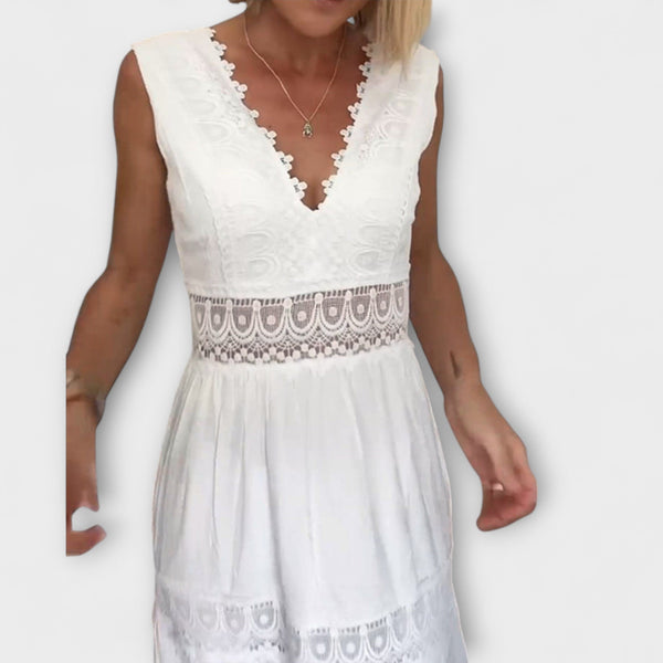 Aurélie - Elegantna haljina s V-izrezom i čipkom