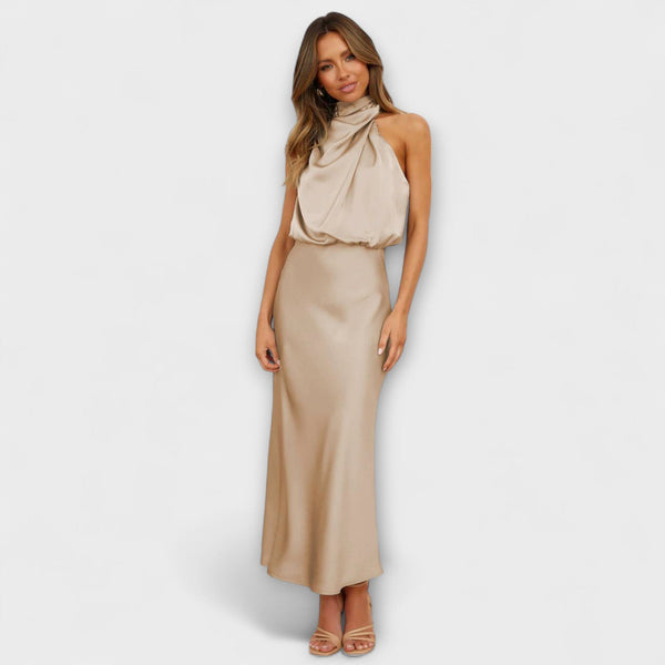 Elegantna halter-maxi haljina u ljetnoj žutoj boji
