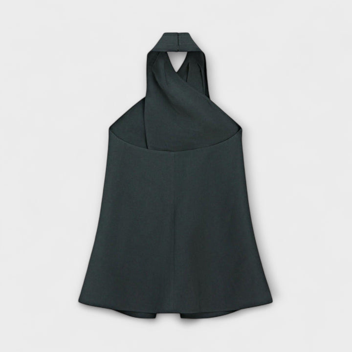 Hannah - Plavi Halter Neck Top s Izrezom na Leđima