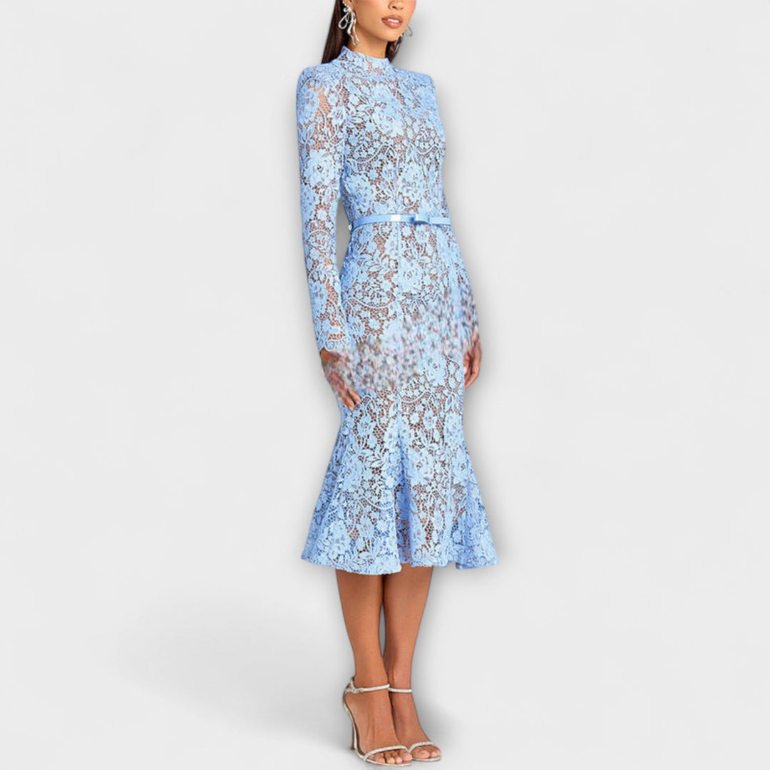 Freya - Elegantna Midi haljina od cvjetne čipke 