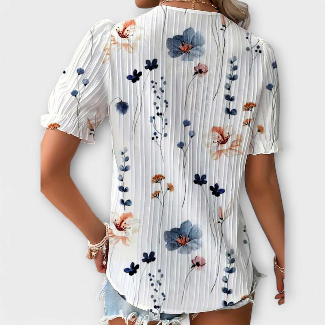 Emily - Modrna bluza s oštrim izrezom