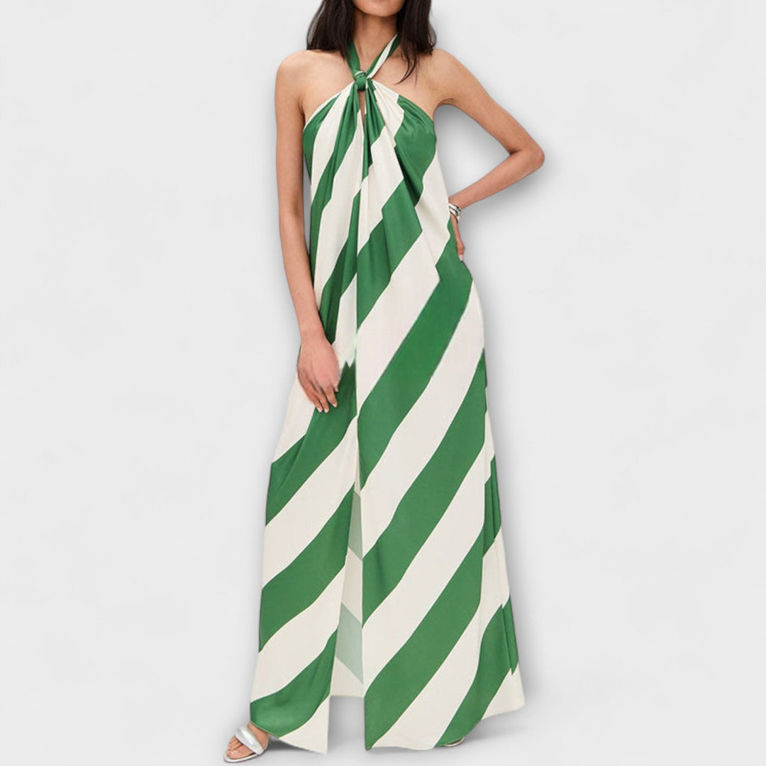 Marlowe - Halter Maxi Haljina s Prugastim Uzorkom