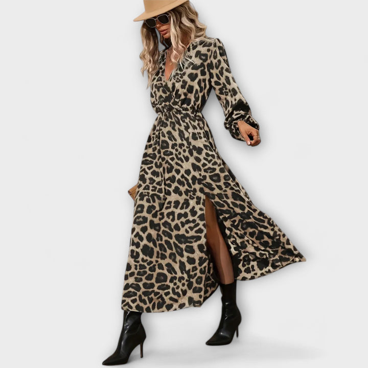 Natalie - Elegantna haljina s uzorkom leoparda