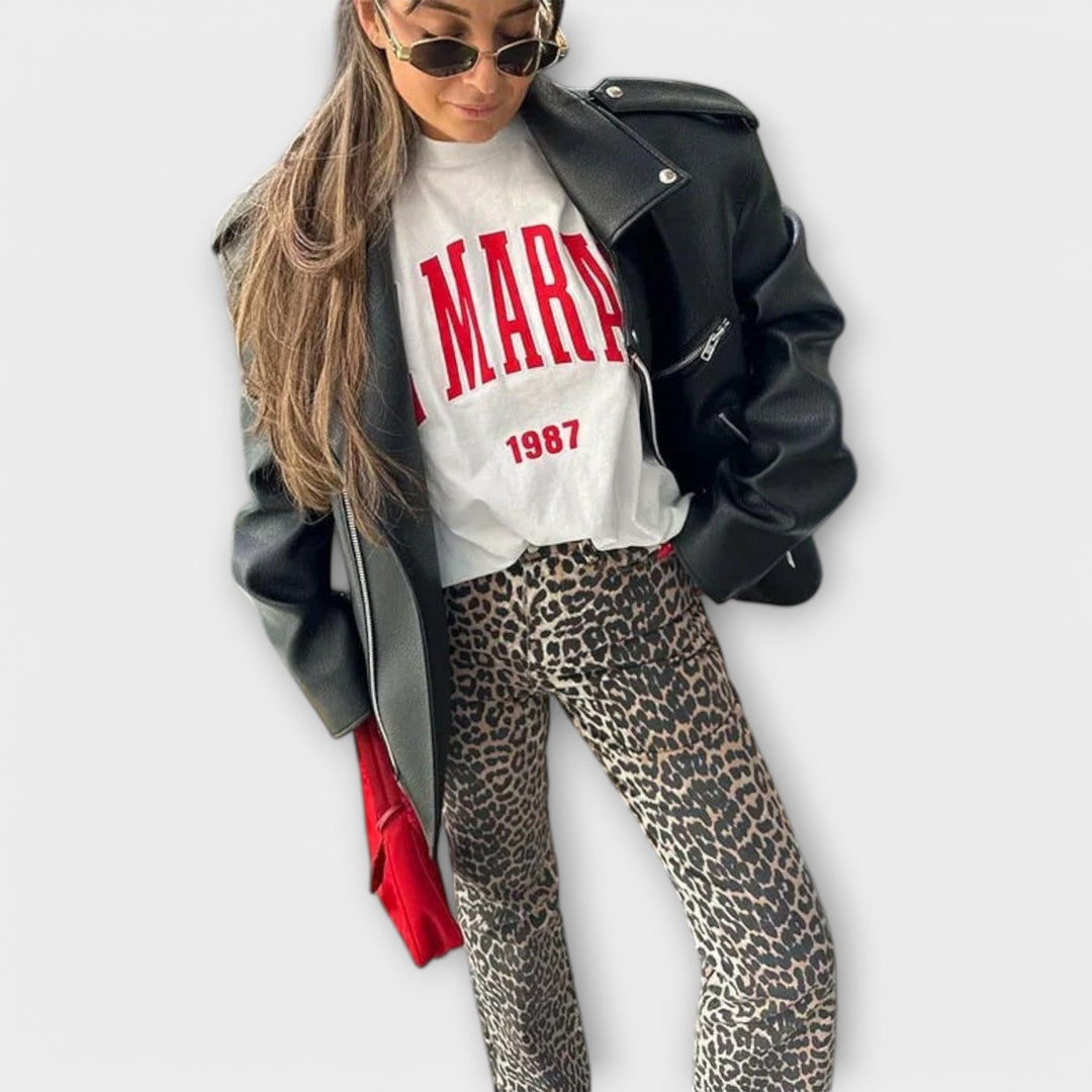 Chandra - Vintage traperice s uzorkom leoparda