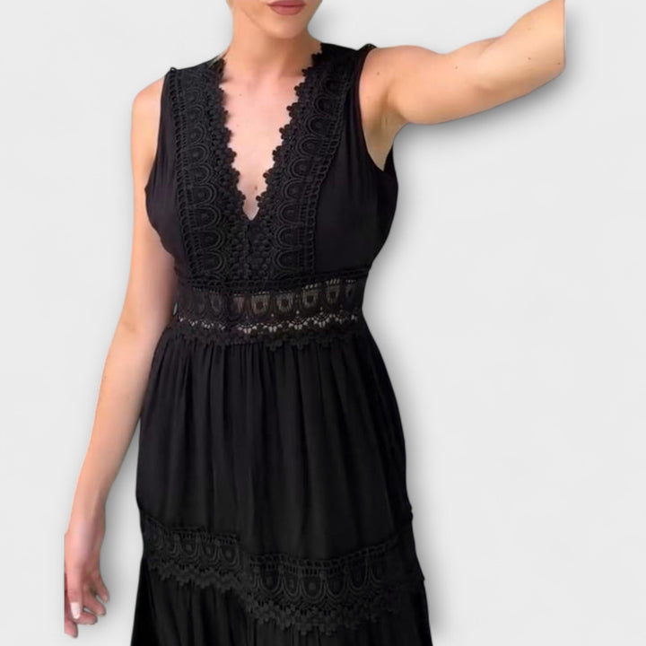 Aurélie - Elegantna haljina s V-izrezom i čipkom