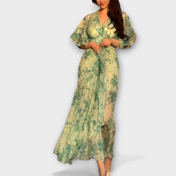 Lana - Elegantna cvjetna haljina s V-izrezom