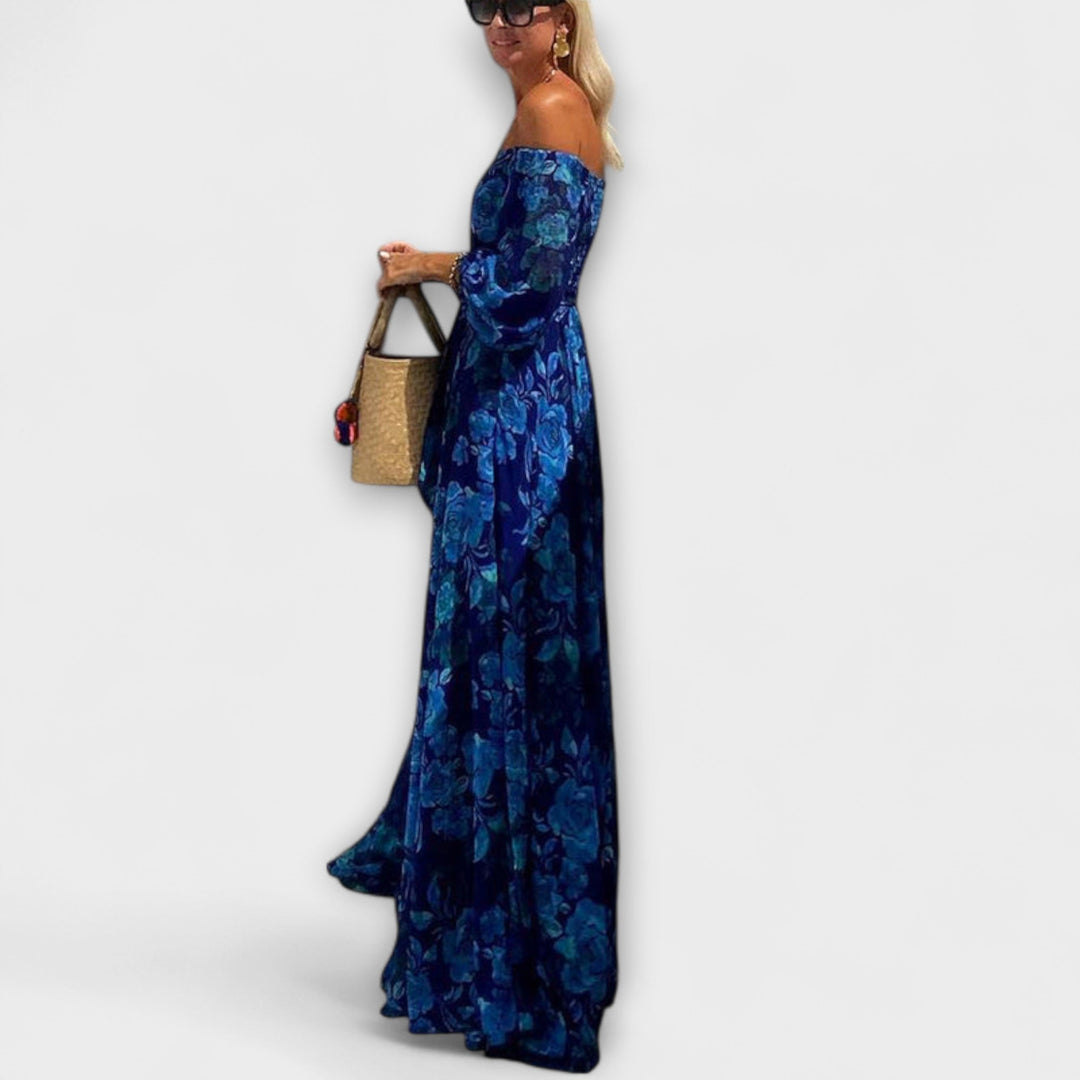 Juniper - Cvjetna Off-Shoulder Smocked Max haljina