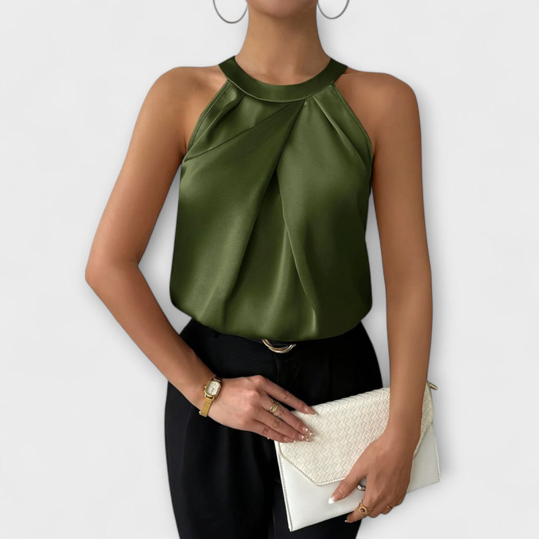Skye - Elegantna satenska bluzica s otvorenim ramenima