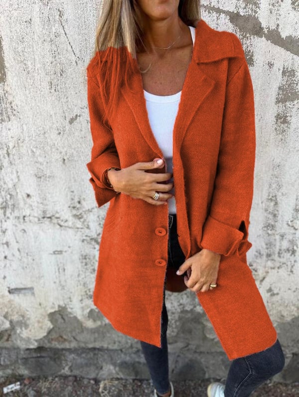 Baylea - Casual kaput s jednim gumbom i reverima od vune