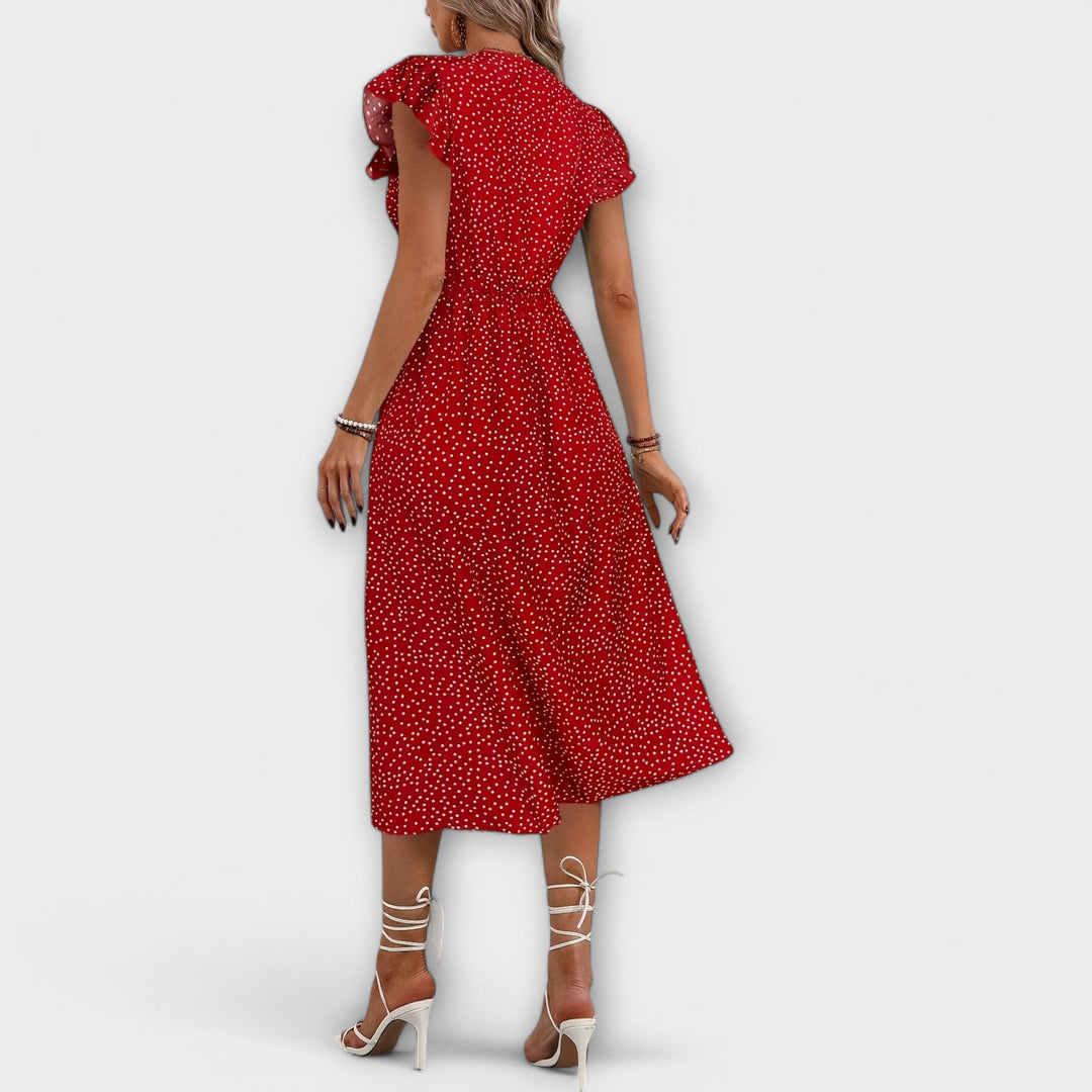 Elegantna Midi Haljina s Točkicama