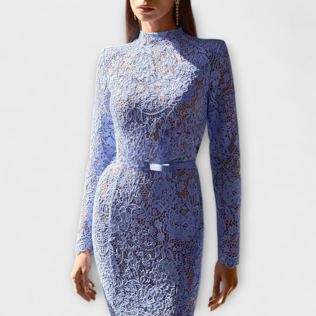 Freya - Elegantna Midi haljina od cvjetne čipke 