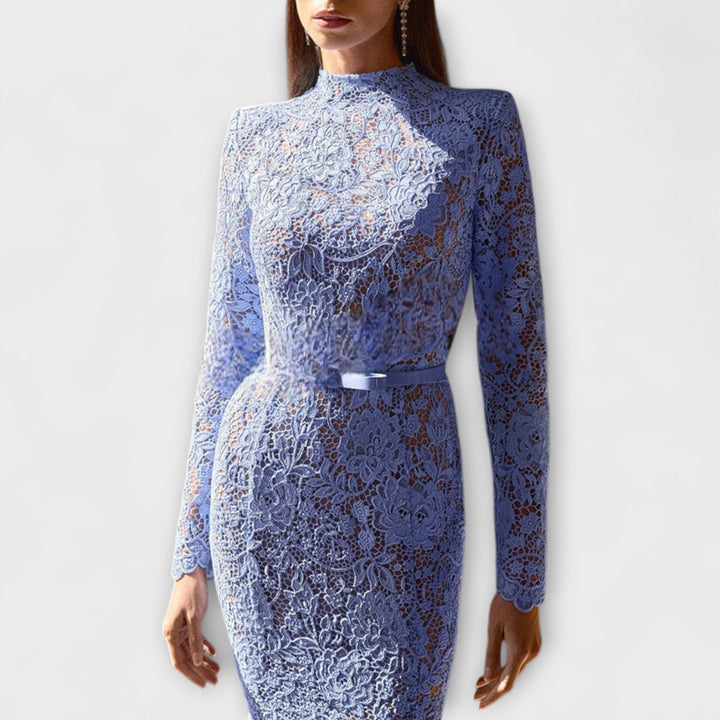 Freya - Elegantna Midi haljina od cvjetne čipke 