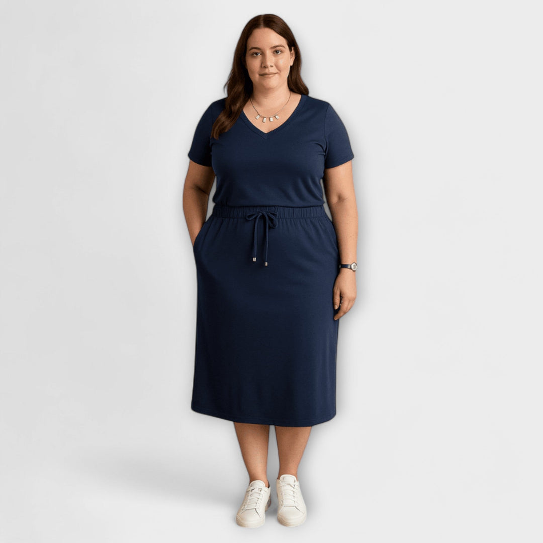 Danielle - Elegantni Top s V-Izrezom i Suknja