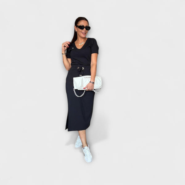 Danielle - Elegantni Top s V-Izrezom i Suknja